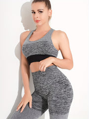 2-Pc Sports Bra & Yoga Pants Set Shock Absorption High Waist Butt Lifting