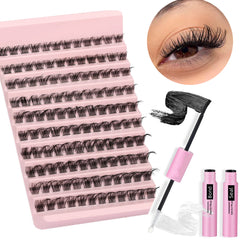 120pcs DIY Eyelash Extension Kit D Curly Wispy Thick Lashes 8-16mm Easy to Use