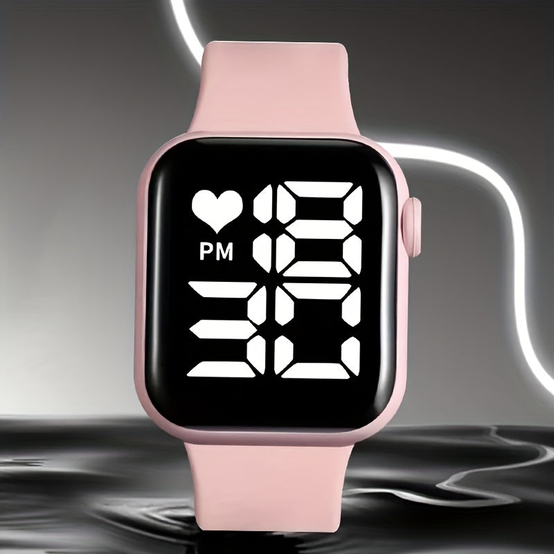 Kids Glow Square Electronic Watch with Silicone Strap
