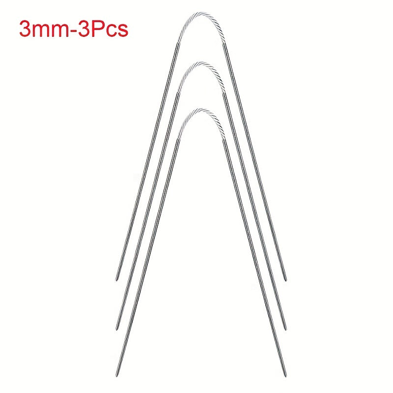 3pcs Circular Sock Knitting Needles Stainless Steel Mini Weaving Needlework Tool