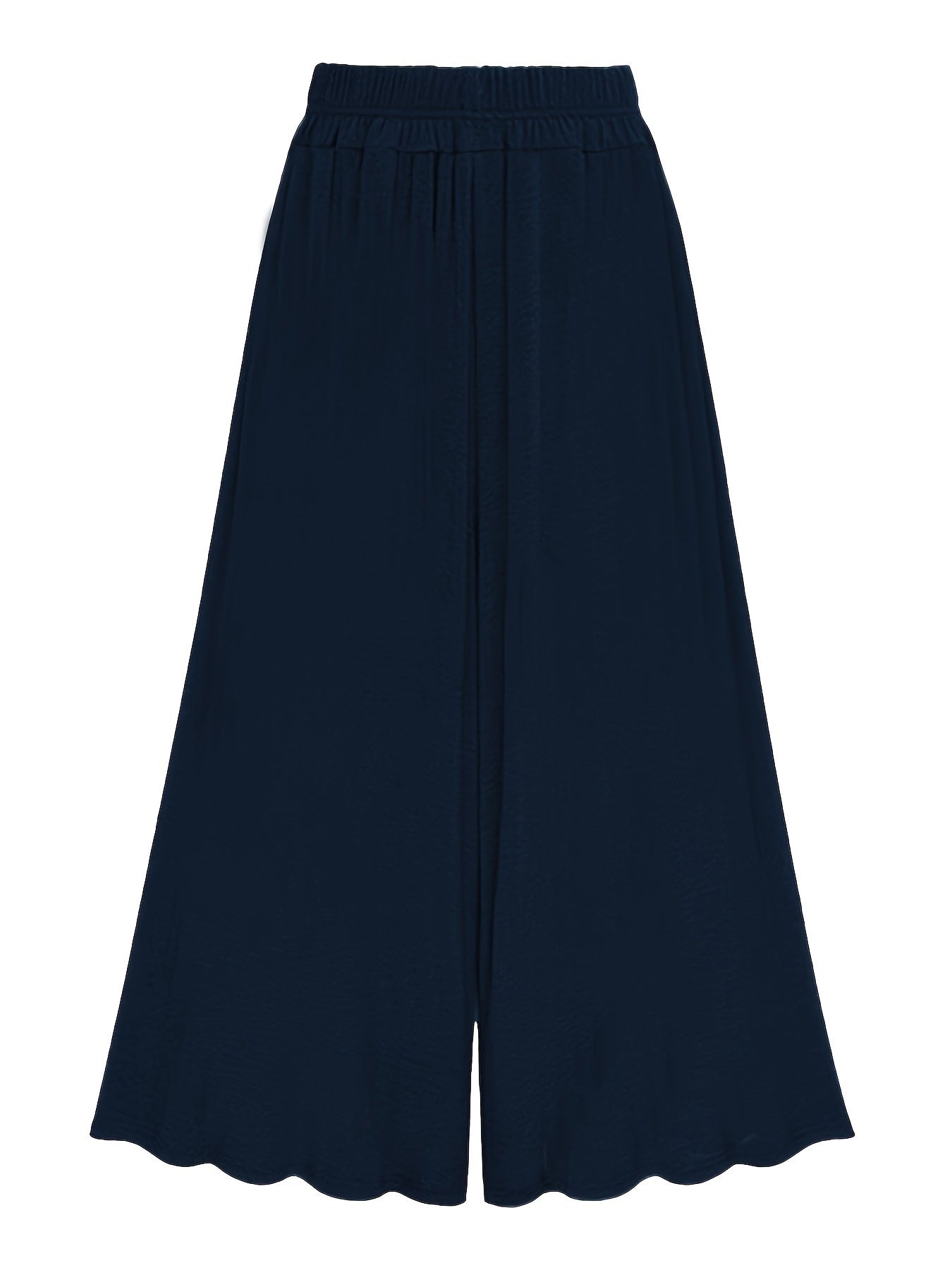  Solid Wide Leg Drawstring Pants Women's Plus Slight Stretch