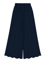  Solid Wide Leg Drawstring Pants Women's Plus Slight Stretch