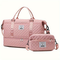 2 Piece Travel & Sports Bag Large Capacity Weekender With Shoe Compartment