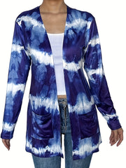  Tie Dye Long Sleeve Cardigan with Pockets