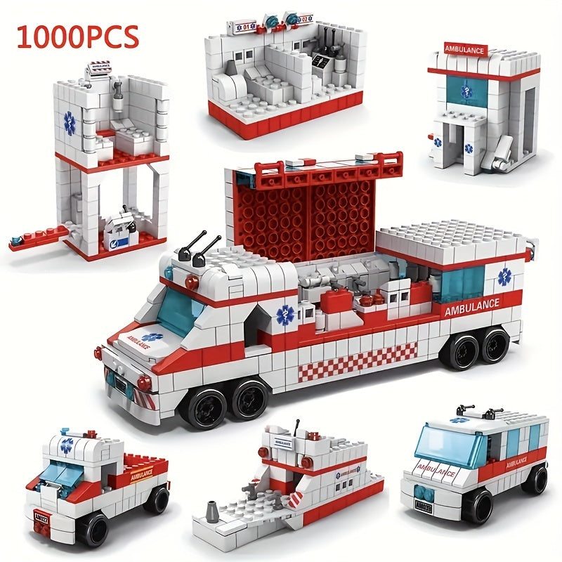 1000Pcs Ambulance Car Building Blocks Model Toy