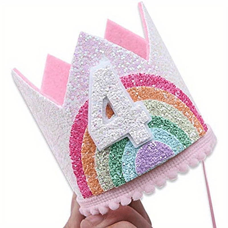 Felt Rainbow Birthday Party Crown 1st 2nd 3rd Happy Birthday Decor