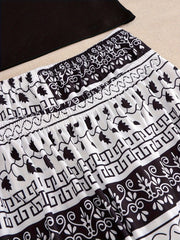 Elephant Print Pajamas Set Short Sleeve Crew Neck Top & Shorts & Pants