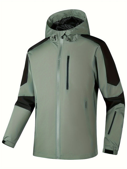 Men's Zip Up Hooded Windbreaker Jacket