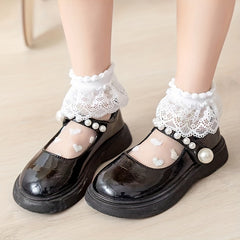 5pairs Kids Lace Ruffled Princess Stockings Breathable Socks