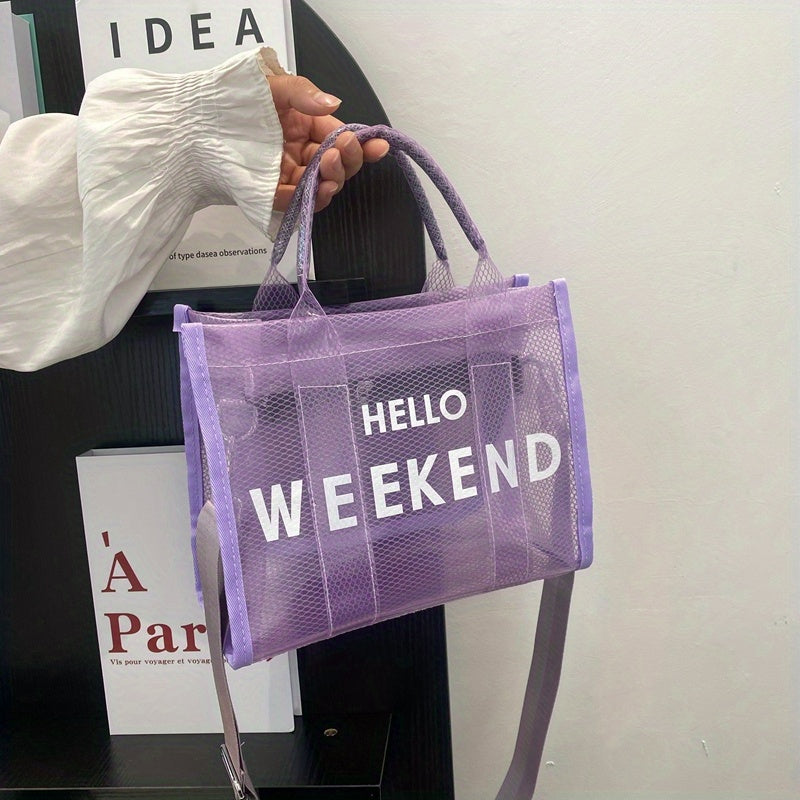 Transparent Mesh PVC Crossbody Bag Large Capacity Jelly Bag