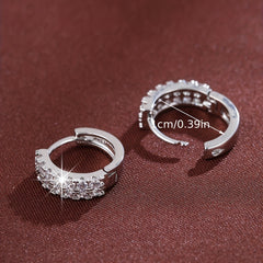 Zircon Decor Hoop Earrings Minimalist Style Copper 18K Plated