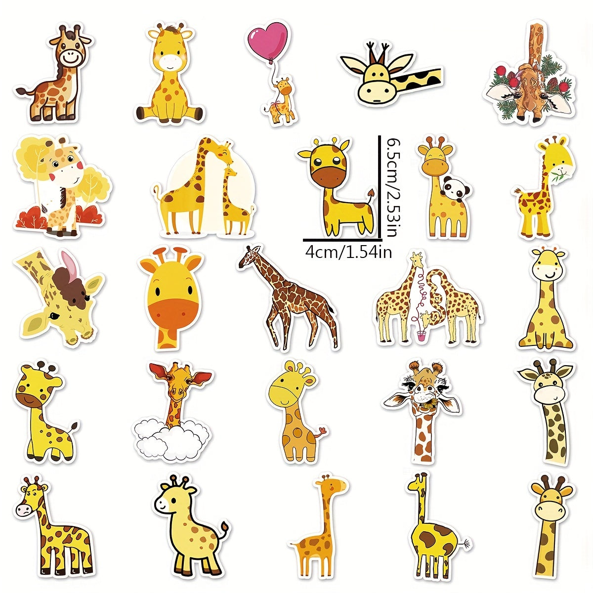 50 Giraffe Doodle Stickers Vinyl Decals Laptop Water Bottle Lu