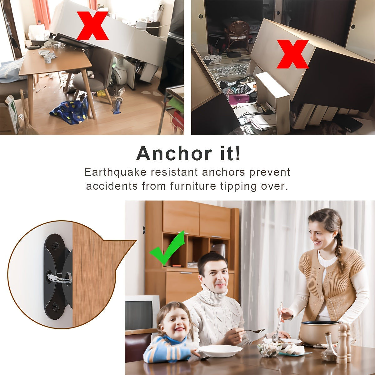 Furniture Anchors Secure 400lb Prevent Falling Straps for Baby Proofing