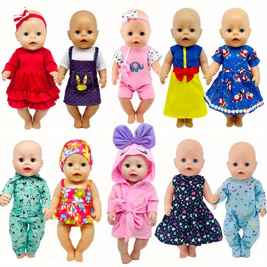 10 Sets of 14-16 Inch Baby Doll Clothes Dresses Headbands Accessories