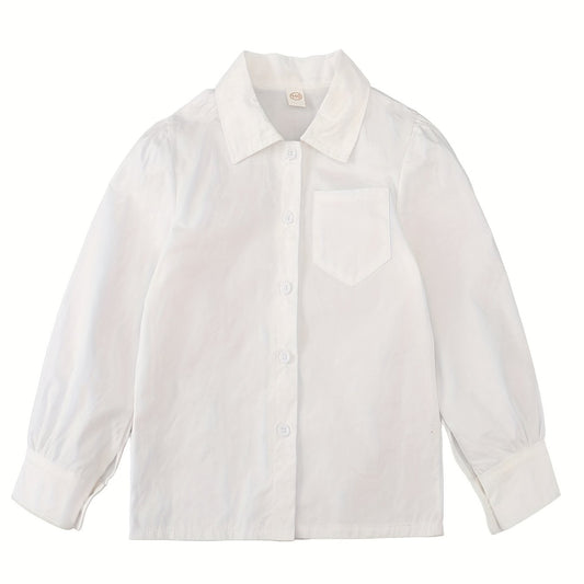 Girls Collared Button Down Varsity Shirt Kids Teens School Uniform Cotton