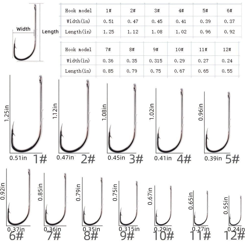 50pcs Circle Carp Eyed Fishing Hook Set Size 1-22 Japan Fishhooks for Seawater