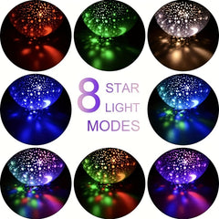 Kids Star Projector Night Light w/ Adjustable Colors & Timer Baby Moon Star Lamp