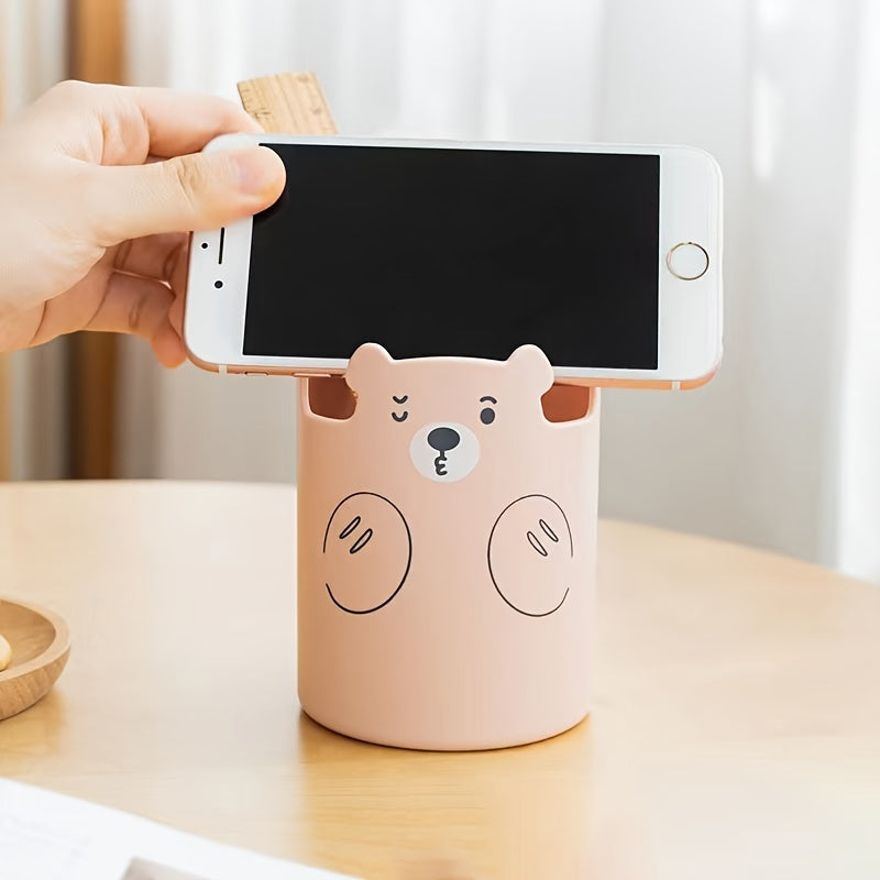 Bear Pen Holder Desktop Storage Organizer Cell Phone Holder