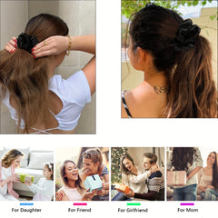 8pcs Large Satin Scrunchie Hair Tie Solid Silky Hair Rope Female Hair Accessorie