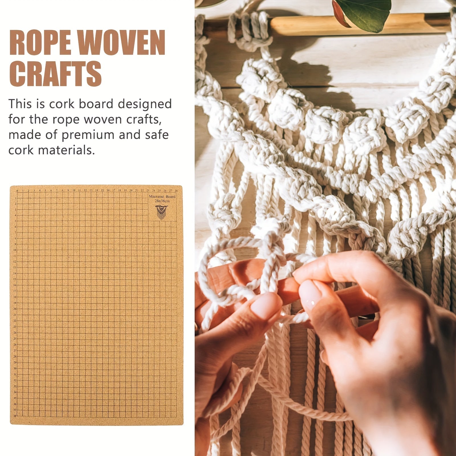 Cork Macrame Board Braiding Grid DIY Tool Reusable Macrame Cork Board