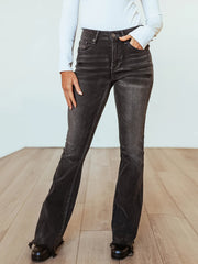 Water Ripple Embossed Bootcut Jeans Grey Wide Legs