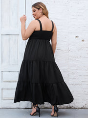  Solid Maxi Smock Cami Dress
