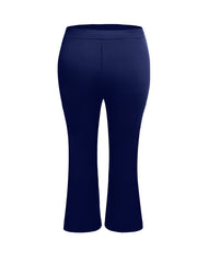  Solid High Rise Stretch Flared Leg Pants
