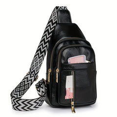 Stylish PU Shoulder Bag with Multiple Compartments - City Theme