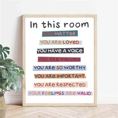 1pc In This Room Diversity Rainbow Poster Classroom Decor