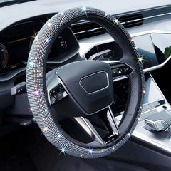 Crystal Diamond Steering Wheel Cover Safe Bling Car Accessory