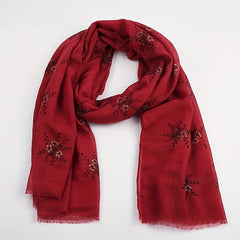 Vintage Plum Blossom Embroidery Tassel Shawl Hijab Scarf