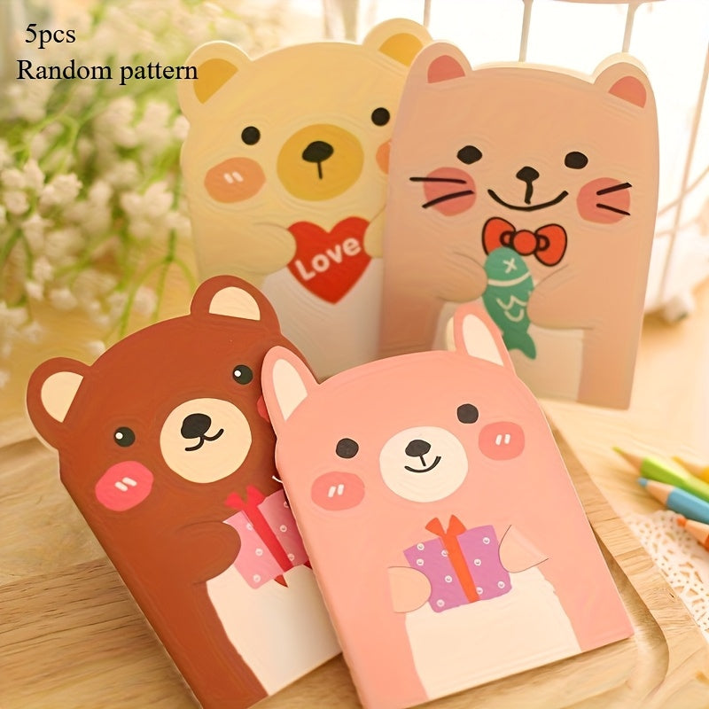 5pcs Animal Notebook Set - Random Designs - Writing Drawing Organiz