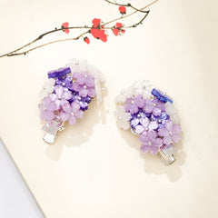 Hanfu Hairpin Purple Flower Metal Hairclip Vintage Chinese Style
