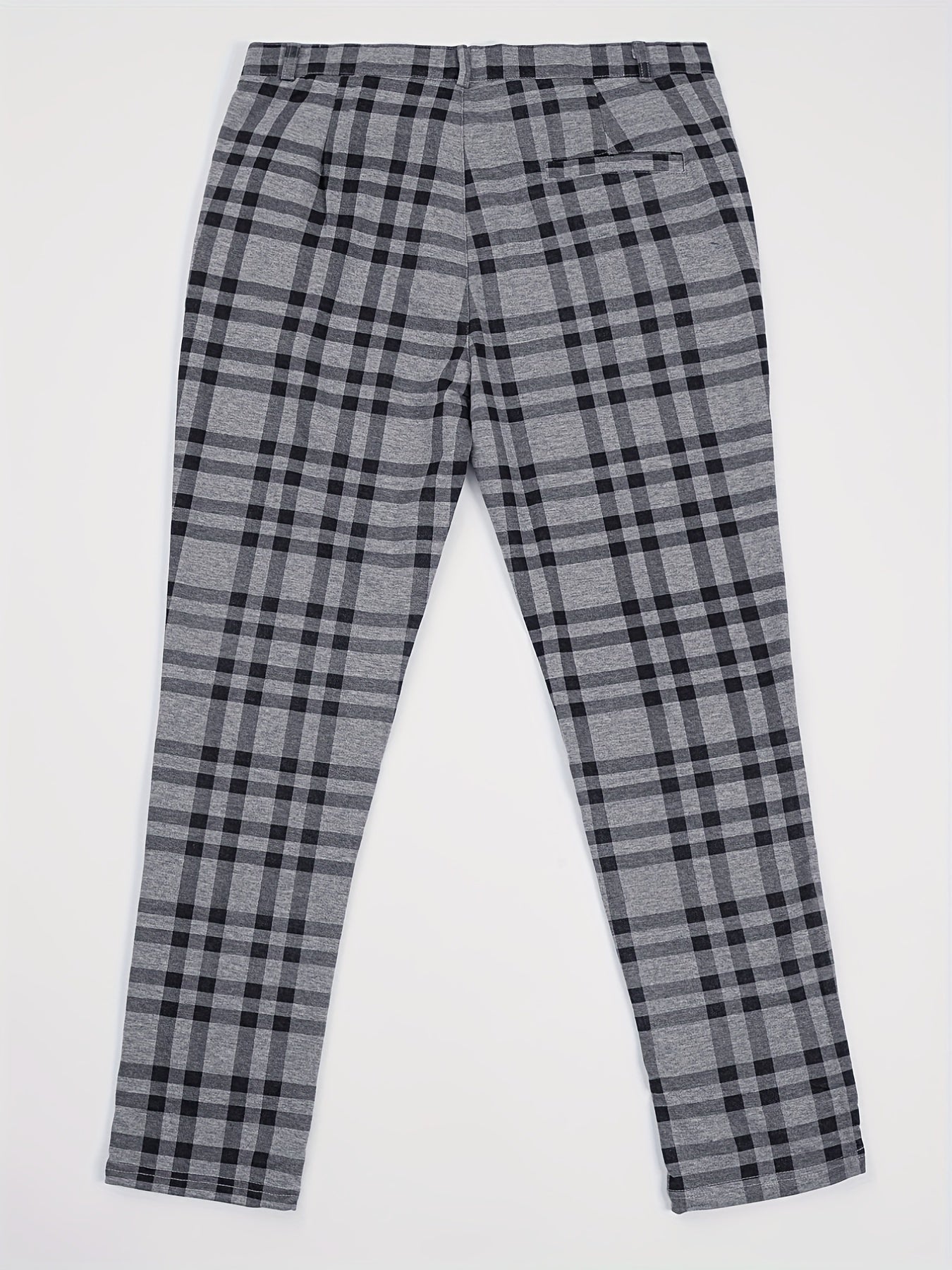 Plaid Slacks Men s Drawstring Trousers Retro Style Stretch Waist