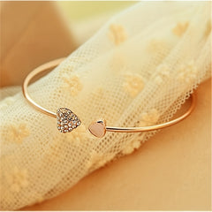Full Drill Love Bracelet Double Peach Heart - Plated Heart Bracelet