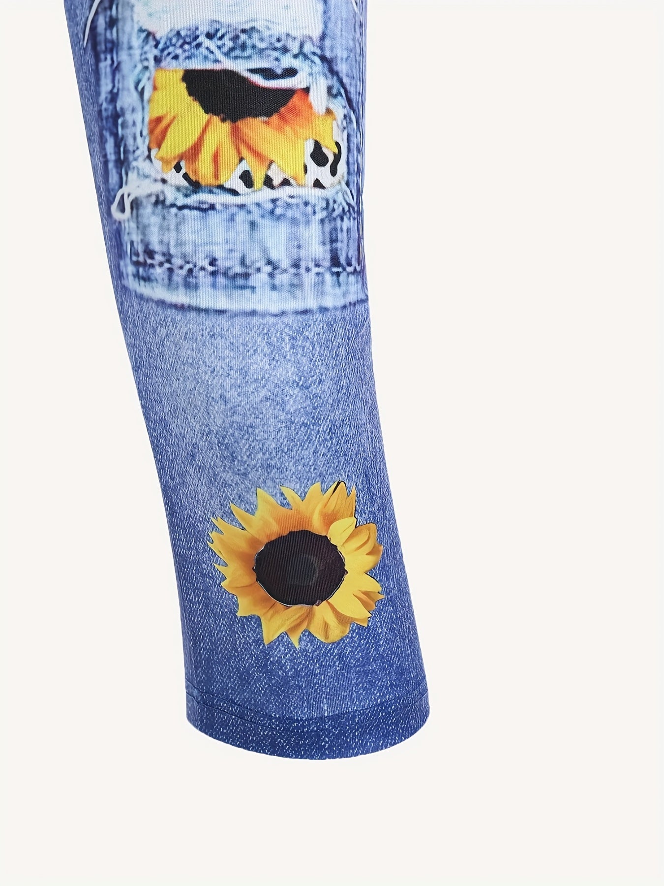 Sunflower Print Capris Leggings for Women