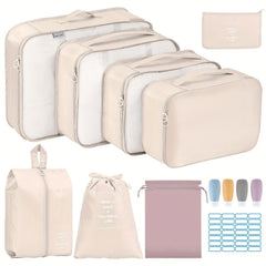 12pc Solid Zipper Packing Cubes Travel Organiser Bags Set