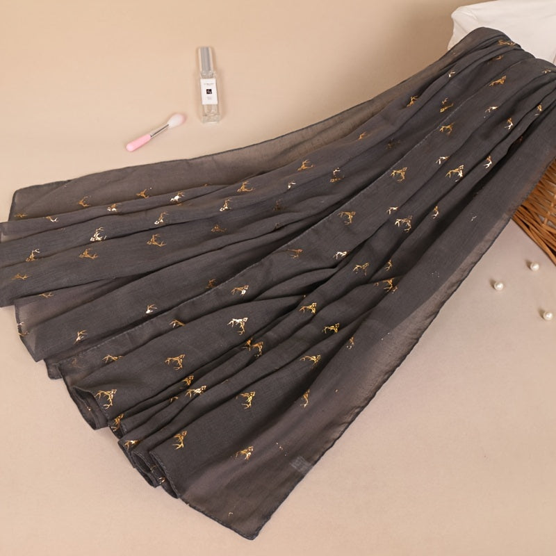 Women's Reindeer Shawl Scarf Warm Solid Accessories