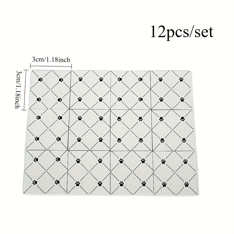 12pcs Mini Interlocking Floor Tiles with Printed Patterns for Mini Scene