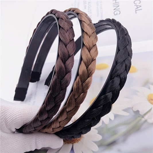 Braided Headband Stretch Weave Head Hoop Pigtail Wig