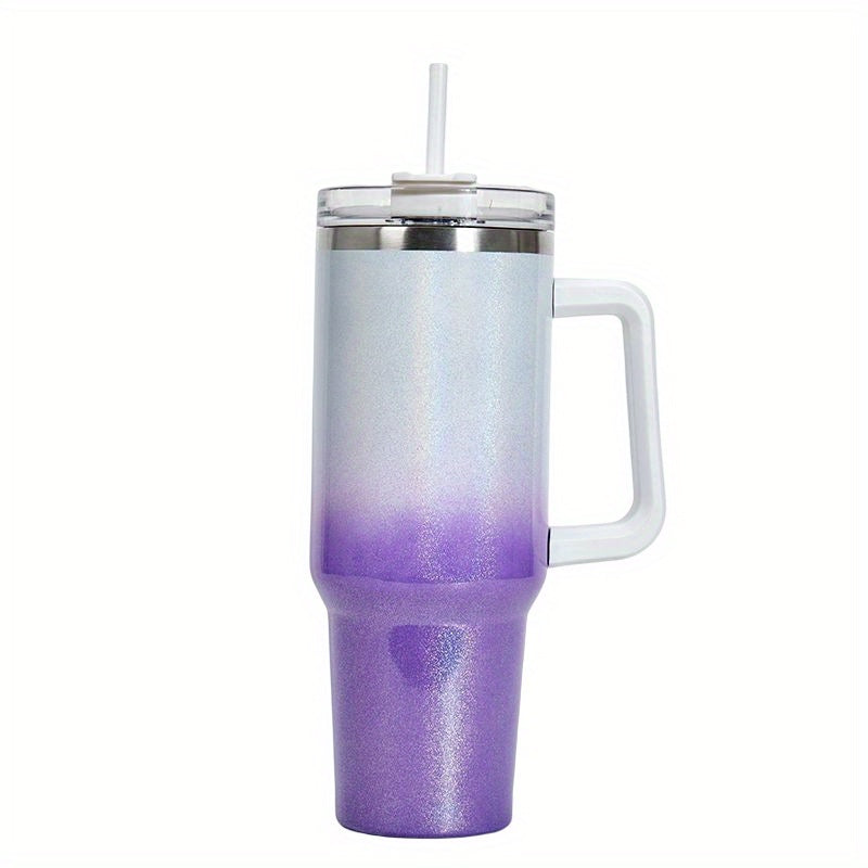 40oz Glitter Tumbler Stainless Steel Water Bottle With Lid & Straw