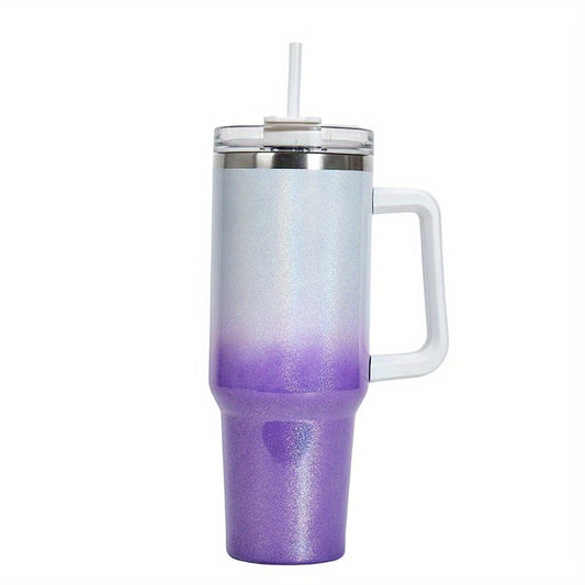 40oz Glitter Tumbler Stainless Steel Water Bottle With Lid & Straw