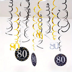 18pcs 80th Birthday PVC Spiral Hanging Decoration