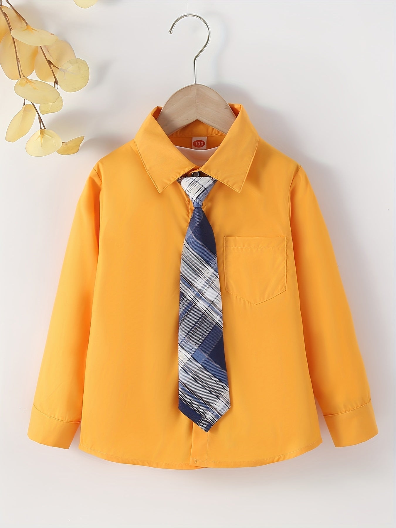 Boys Long Sleeve Shirt & Tie High School Summer Suit