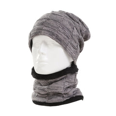 Winter Beanie Scarf Halter Set Thick Fleece Lined Neck Halter Warm Knitted Hat