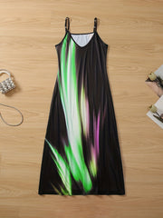  V Neck Random Print Summer Dress