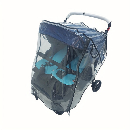Waterproof Double Stroller Rain Cover with Side Access and Dual Layer Protection