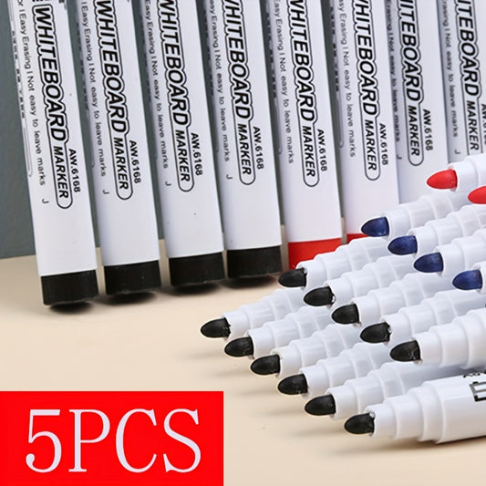 5pcs Erasable Whiteboard Markers Assorted Colors Red Green