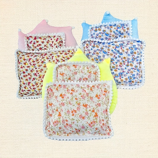 3 Fabric Dollhouse Seating Party Floral Pillows Quilts And Mats