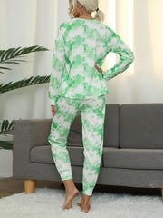 Tie Dye Print Lounge Set Long Sleeve Top & Pants
